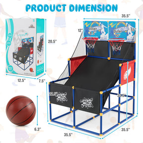 Kids Arcade Basketball Game Set with 4 Basketballs and Ball Pump