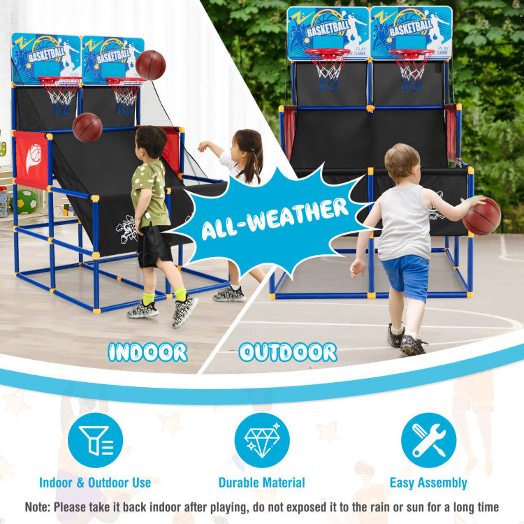 Kids Arcade Basketball Game Set with 4 Basketballs and Ball Pump