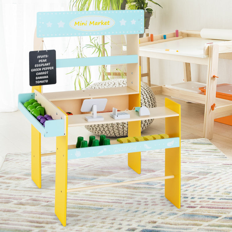 Kids Pretend Toys Grocery Store with Food Toys and Blackboard