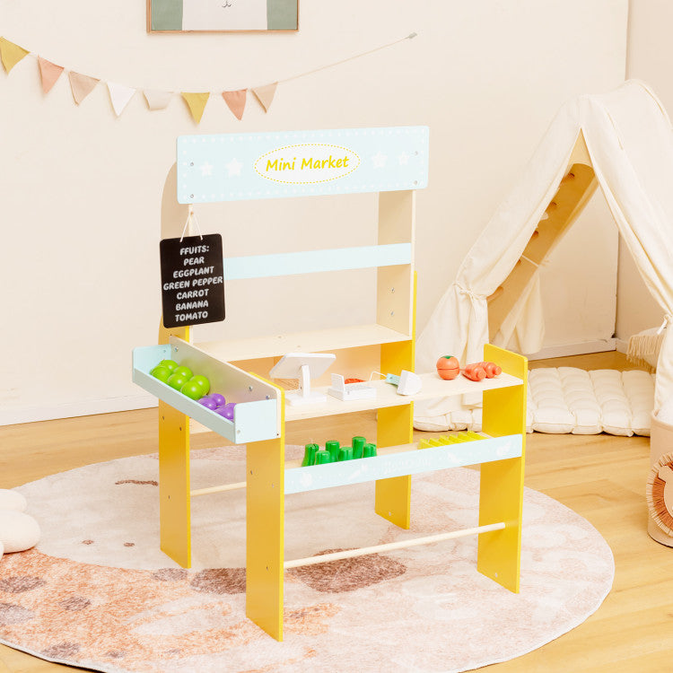 Kids Pretend Toys Grocery Store with Food Toys and Blackboard