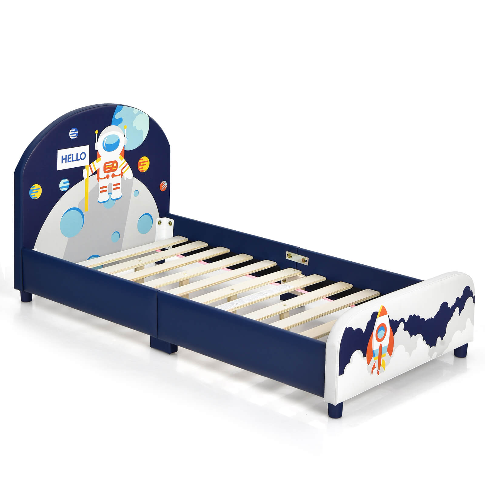 Kids Upholstered Bed with Headboard and Footboard