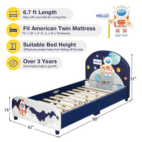 Kids Upholstered Bed with Headboard and Footboard