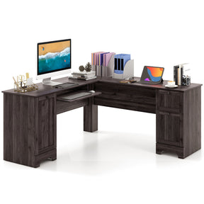 L-Shaped Office Desk with Storage Drawers and Keyboard Tray for Home