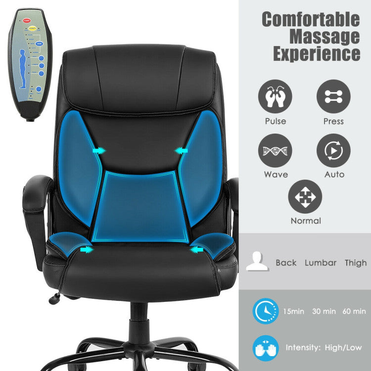 Massage Executive Office Chair with 6 Vibrating Points and Adjustable Height