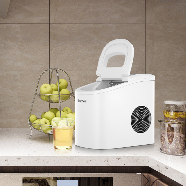 Electric Countertop Ice Maker with Ice Scoop and Basket