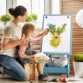 Multifunctional  Adjustable Height Kids' Standing Art Easel with Dry-Erase Board