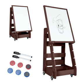 Multifunctional  Adjustable Height Kids' Standing Art Easel with Dry-Erase Board