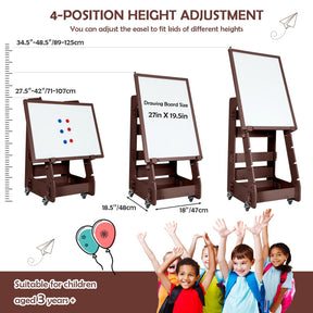 Multifunctional  Adjustable Height Kids' Standing Art Easel with Dry-Erase Board