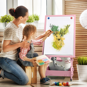 Multifunctional  Adjustable Height Kids' Standing Art Easel with Dry-Erase Board