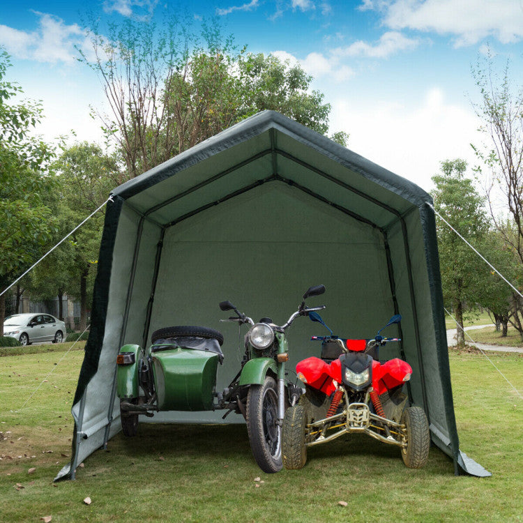 Outdoor Carport Shed with Sidewalls and Waterproof Ripstop Cover