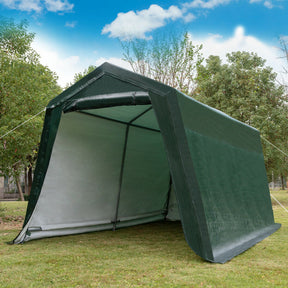 Outdoor Carport Shed with Sidewalls and Waterproof Ripstop Cover