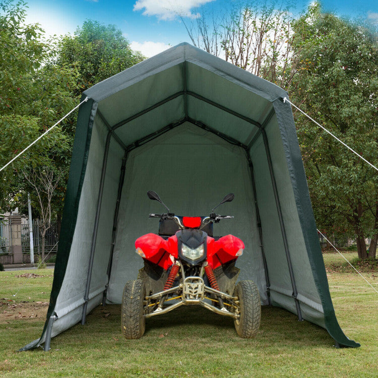 Outdoor Carport Shed with Sidewalls and Waterproof Ripstop Cover