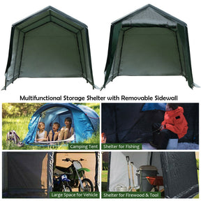 Outdoor Carport Shed with Sidewalls and Waterproof Ripstop Cover