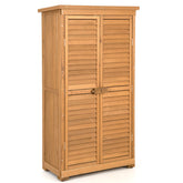 Outdoor Wooden Garden Tool Storage Cabinet with Removable Shelves and Lock