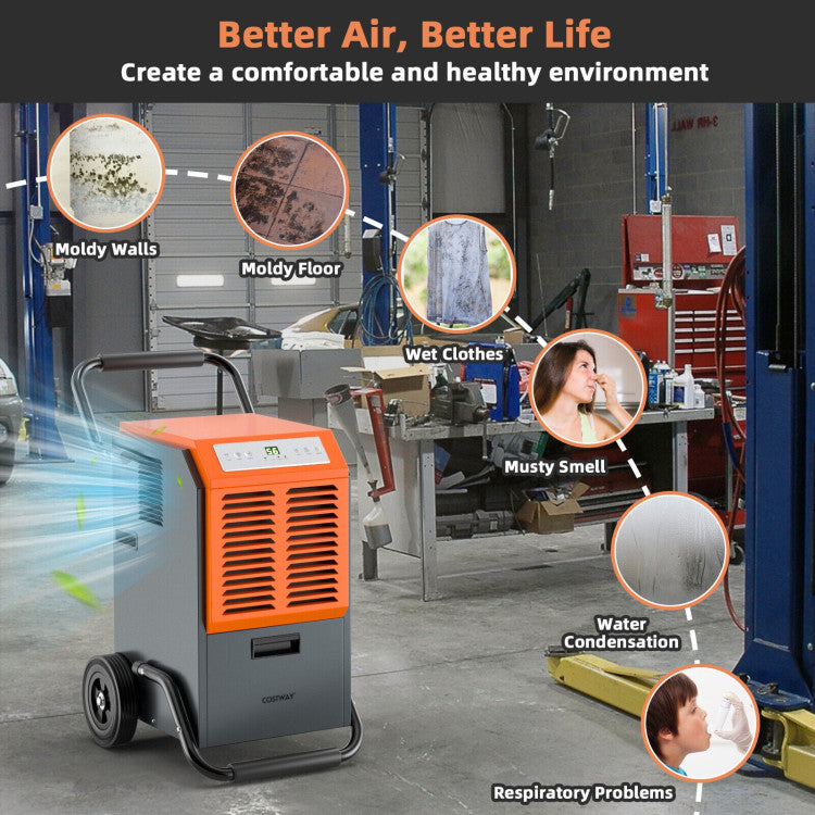 Portable Commercial Dehumidifier with Water Tank and Drainage Pipe