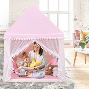 Portable Play Tent Large Playhouse Castle Fairy Tent Gift with Mat for Kids