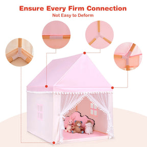 Portable Play Tent Large Playhouse Castle Fairy Tent Gift with Mat for Kids