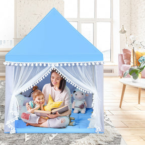 Portable Play Tent Large Playhouse Castle Fairy Tent Gift with Mat for Kids