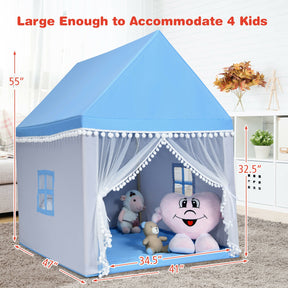 Portable Play Tent Large Playhouse Castle Fairy Tent Gift with Mat for Kids