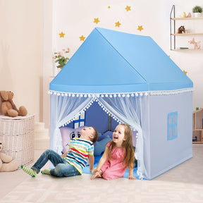 Portable Play Tent Large Playhouse Castle Fairy Tent Gift with Mat for Kids