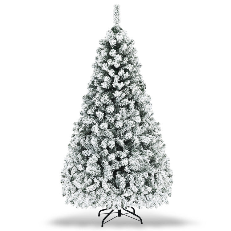 6/7.5/9 Ft Pre-Lit Premium Snow Flocked Artificial  Christmas Tree with Hinged