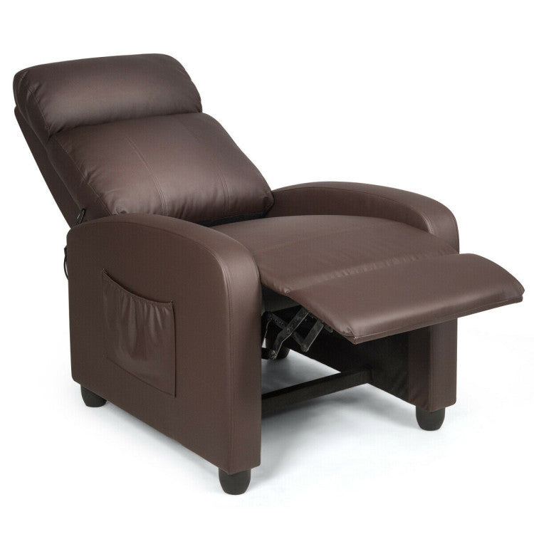 Recliner Massage Adjustable Wingback Single Chair with Side Pocket for Living Room