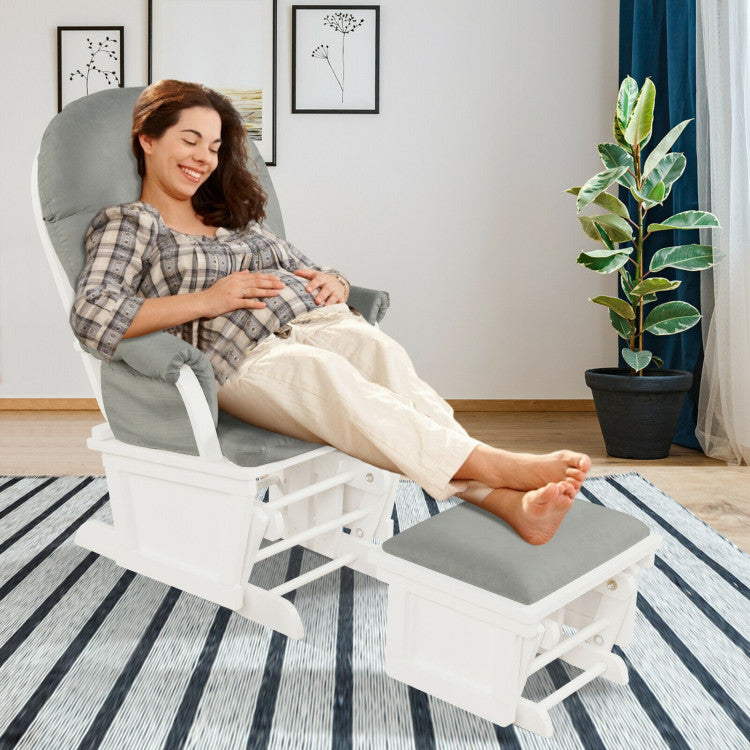 Recliners and Ottoman Set with Padded Armrests and Detachable Cushion