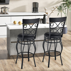 Set of 2 30 Inch 360° Swivel Bar Stools with Backrest and Footrest