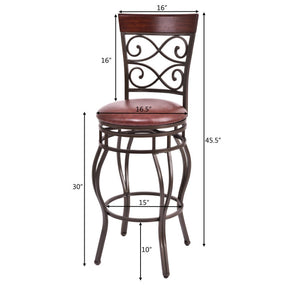 Set of 2 30 Inch 360° Swivel Bar Stools with Backrest and Footrest