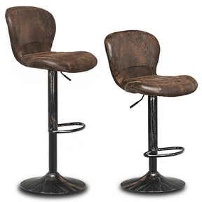 Set of 2 Adjustable Swivel Bar Stools with Hot-Stamping Cloth