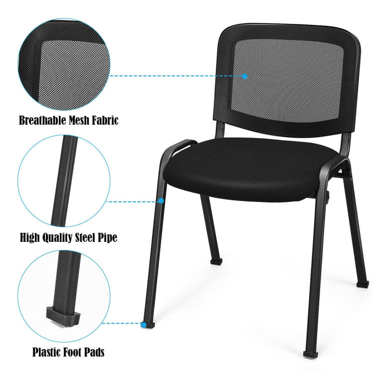 Set of 5 Stackable Conference Chairs with Mesh Back