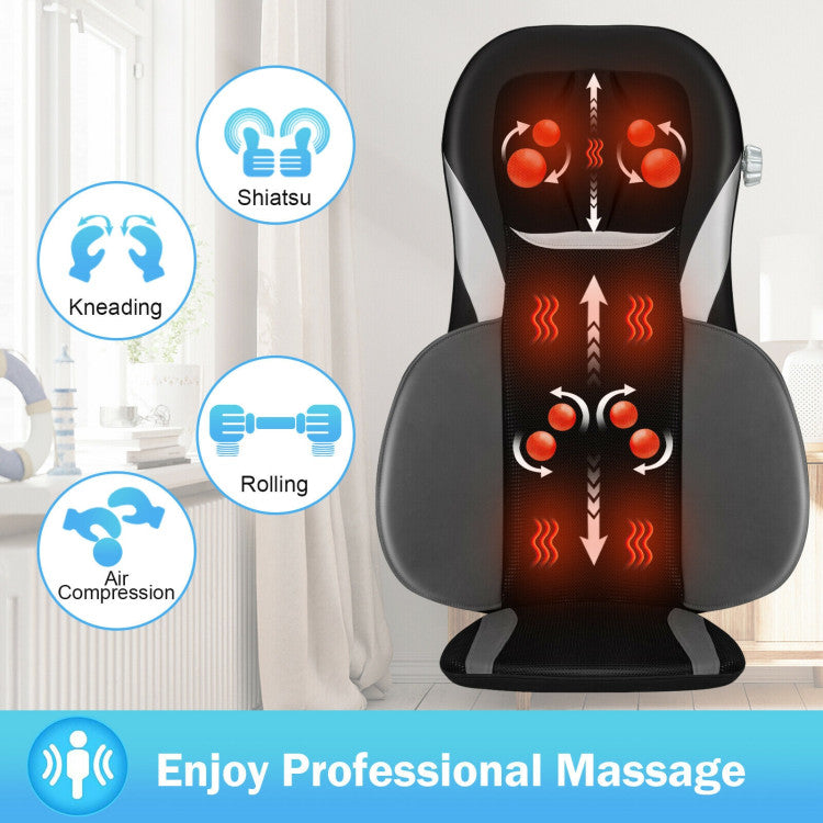 Shiatsu Heat Massage Chair with 4 Massage Nodes and Adjustable Height