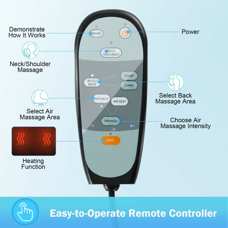 Shiatsu Heat Massage Chair with 4 Massage Nodes and Adjustable Height