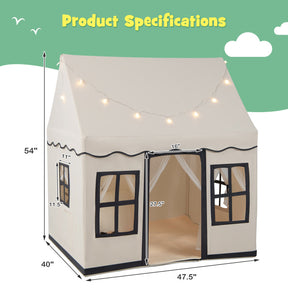 Toddler Large Playhouse with Star String Lights for Reading and Napping