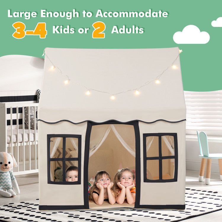 Toddler Large Playhouse with Star String Lights for Reading and Napping