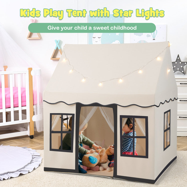 Toddler Large Playhouse with Star String Lights for Reading and Napping