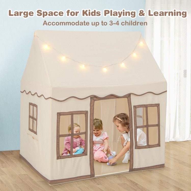 Toddler Large Playhouse with Star String Lights for Reading and Napping