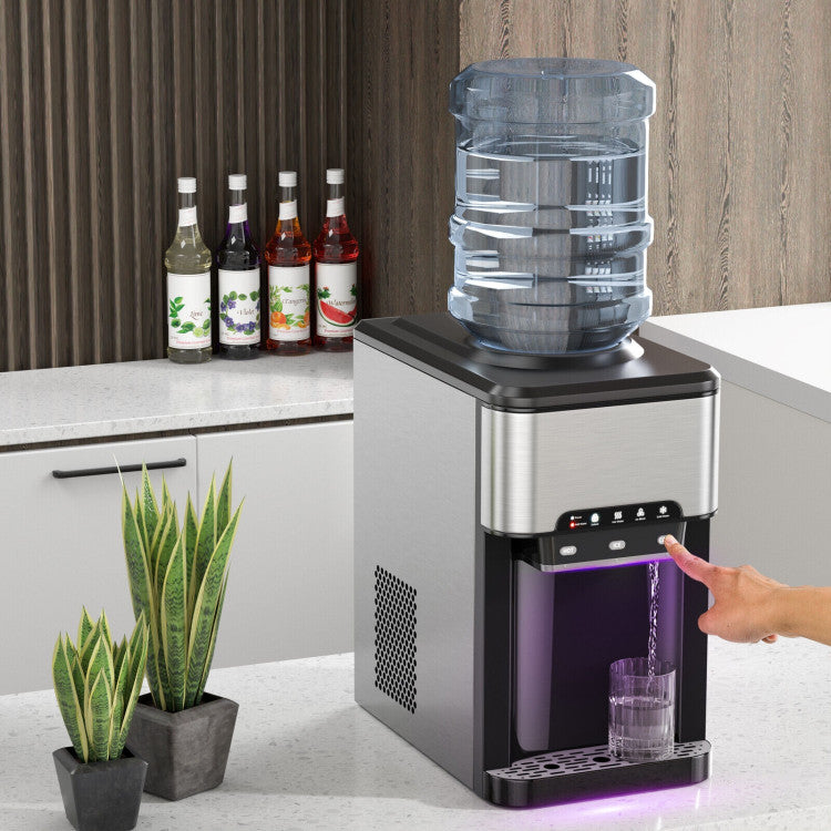 Water Cooler Dispenser with Built-in Ice Maker and 3 Temperature Settings