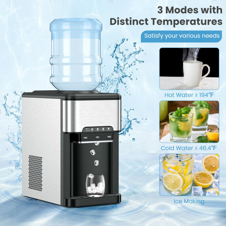 Water Cooler Dispenser with Built-in Ice Maker and 3 Temperature Settings