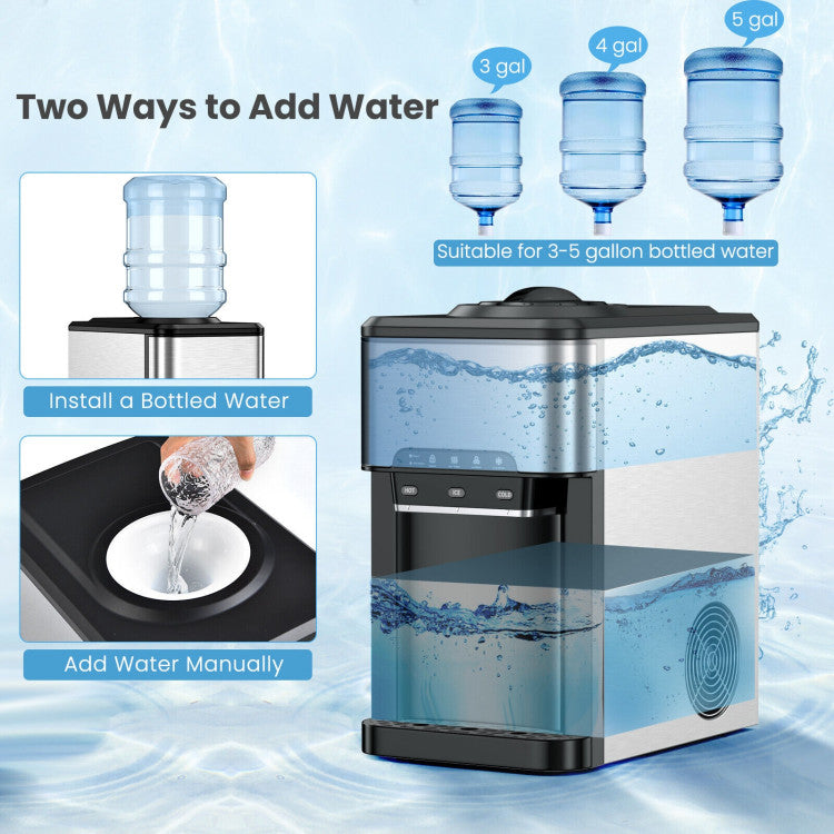 Water Cooler Dispenser with Built-in Ice Maker and 3 Temperature Settings