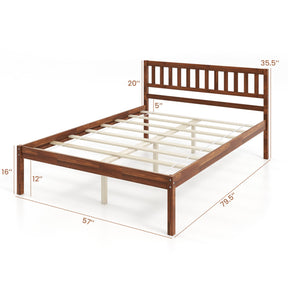 Twin/Full Size Wood Bed Frame with Headboard and 12" Under-bed Storage Space