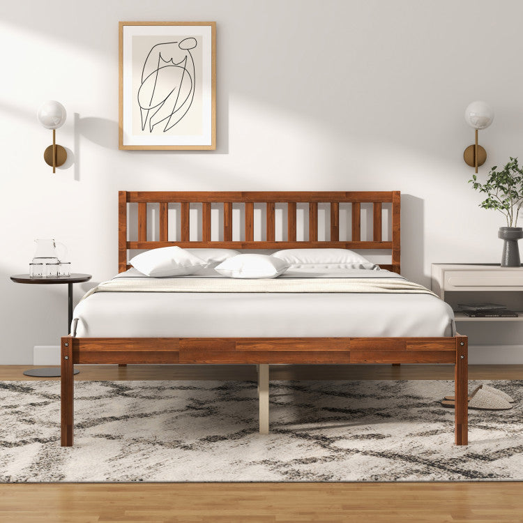 Twin/Full Size Wood Bed Frame with Headboard and 12" Under-bed Storage Space