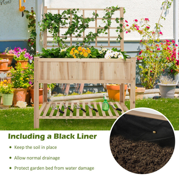 Wooden Raised Garden Bed Planter Box for Patio & Garden