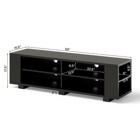 Wooden TV Stand with 8 Shelves for TVs up to 65 Inch Flat Screen