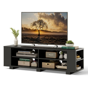 Wooden TV Stand with 8 Shelves for TVs up to 65 Inch Flat Screen