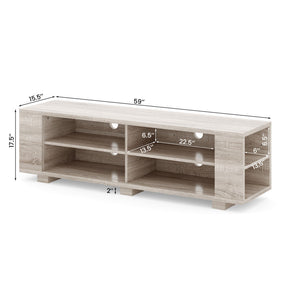 Wooden TV Stand with 8 Shelves for TVs up to 65 Inch Flat Screen