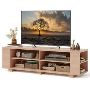 Wooden TV Stand with 8 Shelves for TVs up to 65 Inch Flat Screen