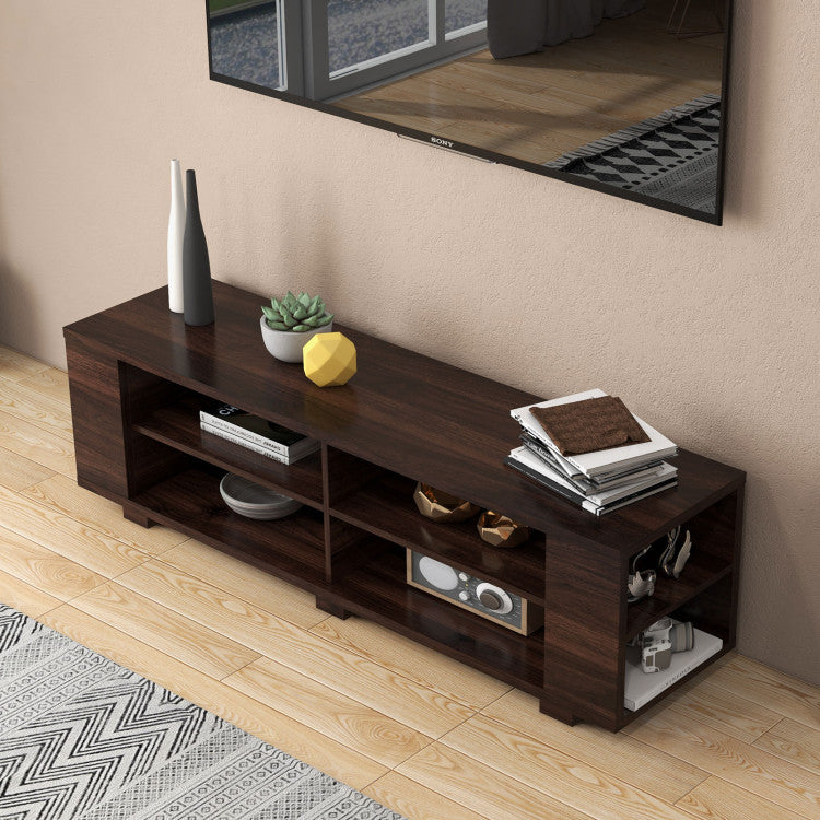 Wooden TV Stand with 8 Shelves for TVs up to 65 Inch Flat Screen