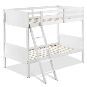 Wooden Twin Over Twin Solid Rubber wood Bunk Beds for Kids with Ladder and Safety Rail