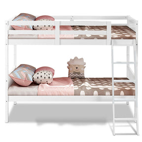 Wooden Twin Over Twin Solid Rubber wood Bunk Beds for Kids with Ladder and Safety Rail